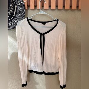 Talbots White Cardigan with Black Accents